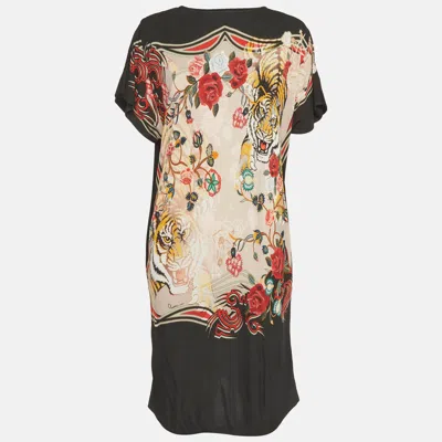 Class By Roberto Cavalli Black Printed Jersey Mini Dress