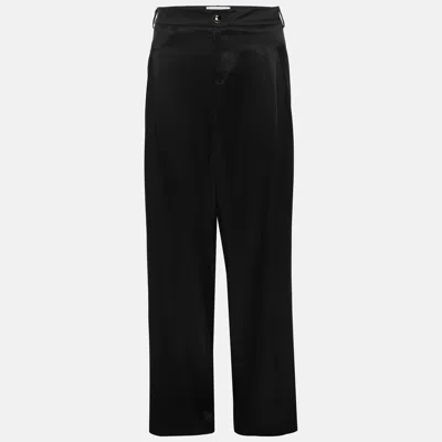 Pre-owned Class By Roberto Cavalli Black Silk Wide Leg Trousers Xxl