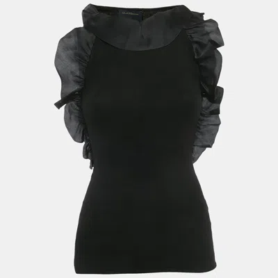 Class By Roberto Cavalli Black Stretch Knit Ruffle Top