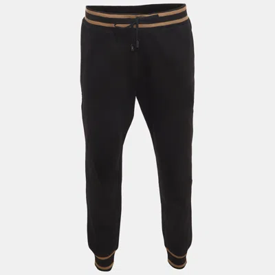 Pre-owned Class By Roberto Cavalli Black Stripe Detail Cotton Knit Sweatpants Xl