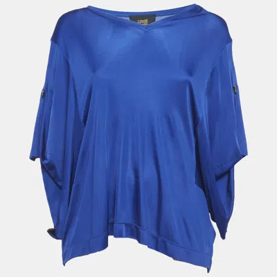 Pre-owned Class By Roberto Cavalli Blue Jersey Dolman Sleeves Tops M
