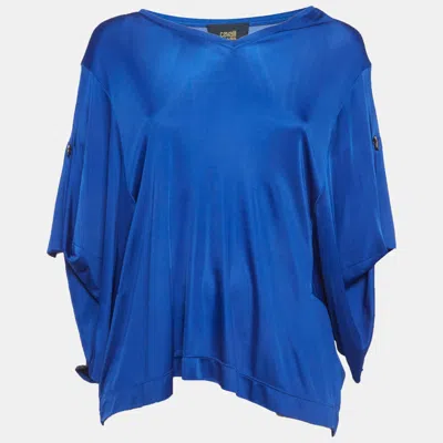 Class By Roberto Cavalli Blue Jersey Dolman Sleeves Tops In Multi