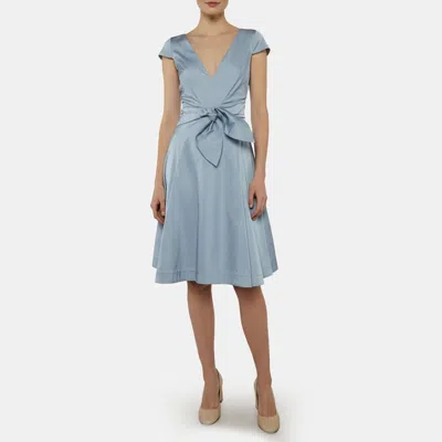 Pre-owned Class By Roberto Cavalli Blue Satin A-line Midi Dress S