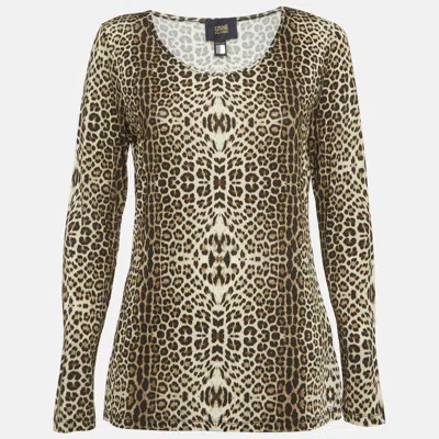 Class By Roberto Cavalli Brown Leopard Print Jersey Top In Animal Print