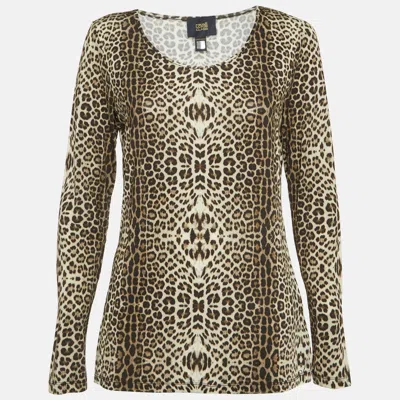 Pre-owned Class By Roberto Cavalli Brown Leopard Print Jersey Top M