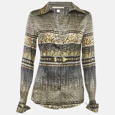 Pre-owned Class By Roberto Cavalli Brown Printed Satin Shirt M