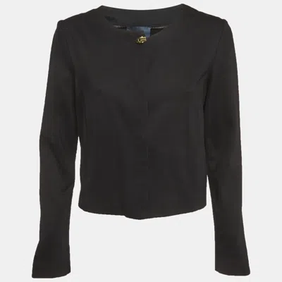 Class By Roberto Cavalli Cavalli Class Black Jersey Knit Button Front Jacket In Brown