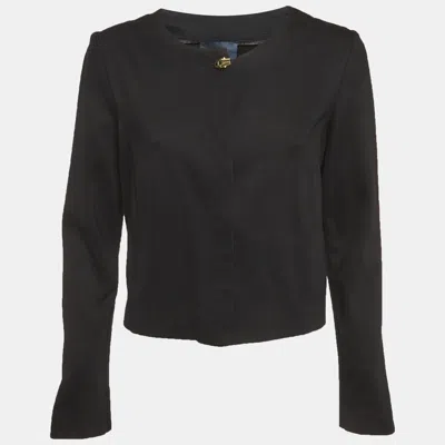 Pre-owned Class By Roberto Cavalli Cavalli Class Black Jersey Knit Button Front Jacket M