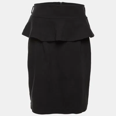 Pre-owned Class By Roberto Cavalli Cavalli Class Black Jersey Peplum Pencil Skirt L