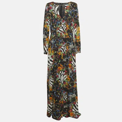 Pre-owned Class By Roberto Cavalli Cavalli Class Black Seashell Printed Jersey Maxi Dress M