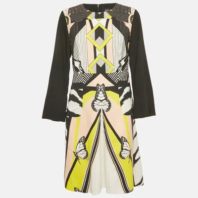 Class By Roberto Cavalli Cavalli  Black Printed Crepe Midi Dress In Multi