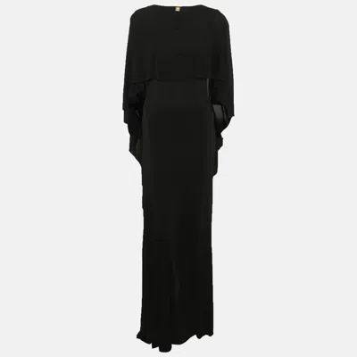 Pre-owned Class By Roberto Cavalli Class Cavalli Black Jersey Caped Maxi Dress S