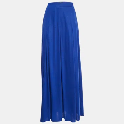 Pre-owned Class By Roberto Cavalli Class Roberto Cavalli Blue Jersey Knit Zip Up Maxi Skirt M