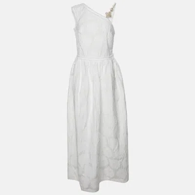 Class By Roberto Cavalli Floral Embroidered Sleeveless Maxi Dress In White