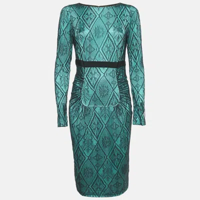 Pre-owned Class By Roberto Cavalli Green/black Jersey Lace Overlay Dress M
