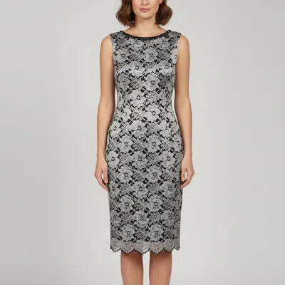 Pre-owned Class By Roberto Cavalli Grey Floral Lace Jacquard Bateau Neck Dress S In Gray