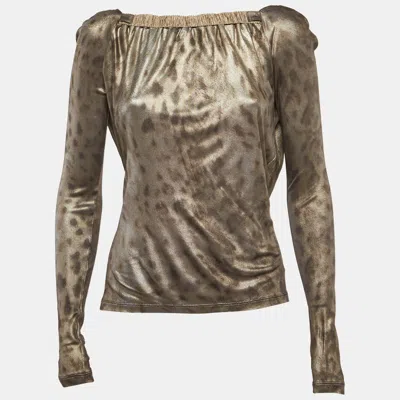 Class By Roberto Cavalli Grey Lurex Jersey V-neck Top In Gray