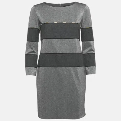 Pre-owned Class By Roberto Cavalli Grey Lurex Knit Mini Dress S In Gray