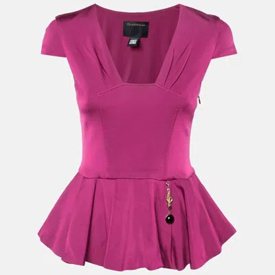 Pre-owned Class By Roberto Cavalli Magenta Pink Jersey Peplum Hem Top M