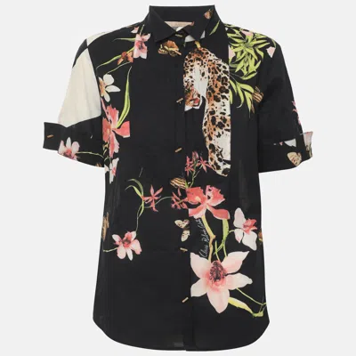Pre-owned Class By Roberto Cavalli Multicolor Floral Print Poplin Blouse L