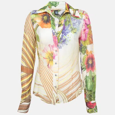 Pre-owned Class By Roberto Cavalli Multicolor Printed Cotton Blend Shirt L