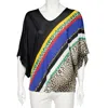 Class By Roberto Cavalli Multicolor Printed Jersey Oversized Top In Black