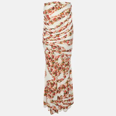 Pre-owned Class By Roberto Cavalli Multicolor Printed Jersey Strapless Dress M