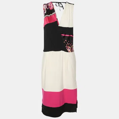 Class By Roberto Cavalli Multicolor Stretch Crepe Sleeveless Midi Dress