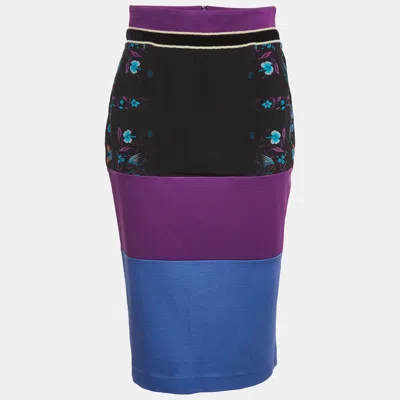 Pre-owned Class By Roberto Cavalli Multicolour Floral Print Jersey And Crepe Knee Length Skirt M