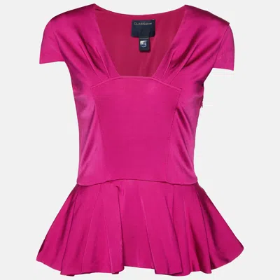 Class By Roberto Cavalli Pink Jersey Peplum Top