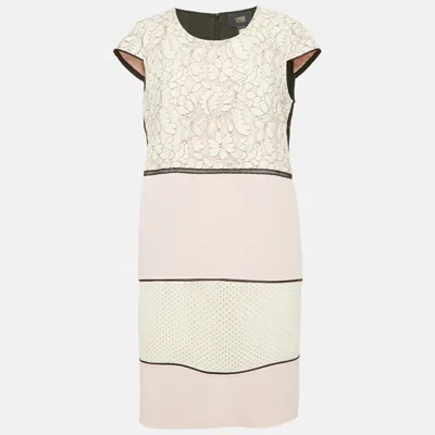 Class By Roberto Cavalli Pink Lace And Cotton Mini Dress In White