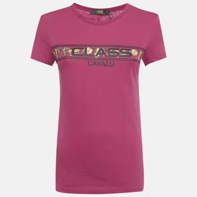 Pre-owned Class By Roberto Cavalli Pink Lemon Print Jersey T-shirt Xs