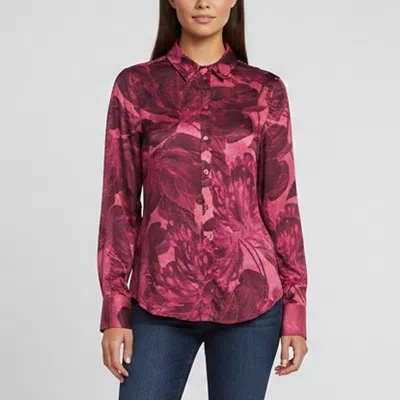 Pre-owned Class By Roberto Cavalli Pink Printed Satin Button Front Shirt L