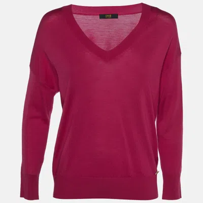 Pre-owned Class By Roberto Cavalli Pink Wool V-neck Sweater M