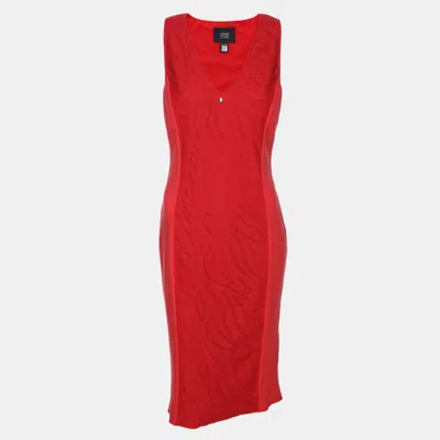 Pre-owned Class By Roberto Cavalli Red Knit Jersey Dress M