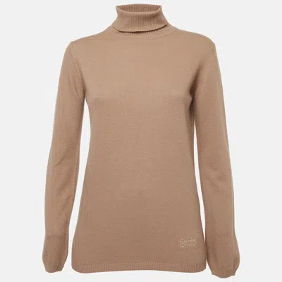 Class By Roberto Cavalli Tan Knit Turtle Neck Sweater In Multi