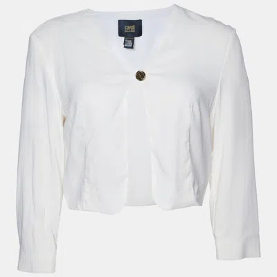 Pre-owned Class By Roberto Cavalli White Crepe Crop Cardigan M