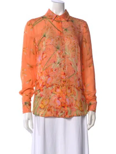 Pre-owned Class Roberto Cavalli 2013 Floral Print Top In Orange