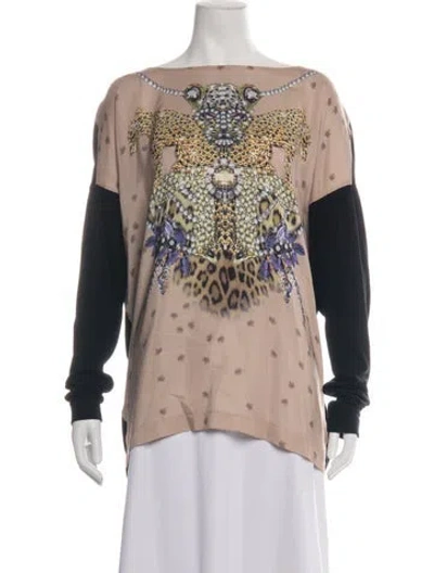 Pre-owned Class Roberto Cavalli Animal Print Crew Neck Sweater In Neutrals
