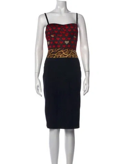 Pre-owned Class Roberto Cavalli Animal Print Knee-length Dress In Black