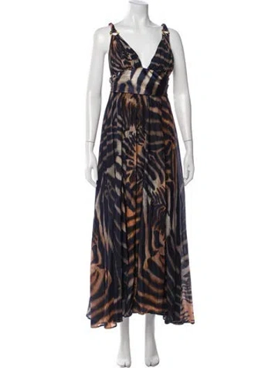 Pre-owned Class Roberto Cavalli Animal Print Long Dress In Multi