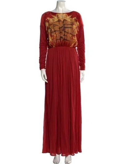 Pre-owned Class Roberto Cavalli Bateau Neckline Long Dress In Orange