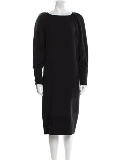 Pre-owned Class Roberto Cavalli Bateau Neckline Midi Length Dress In Black