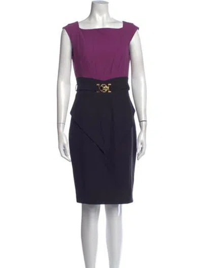 Pre-owned Class Roberto Cavalli Colorblock Pattern Knee-length Dress In Purple
