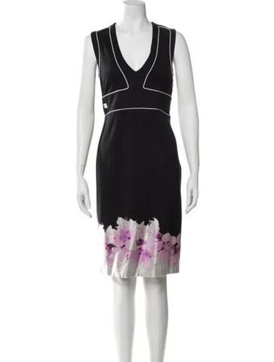 Pre-owned Class Roberto Cavalli Floral Print Knee-length Dress In Black