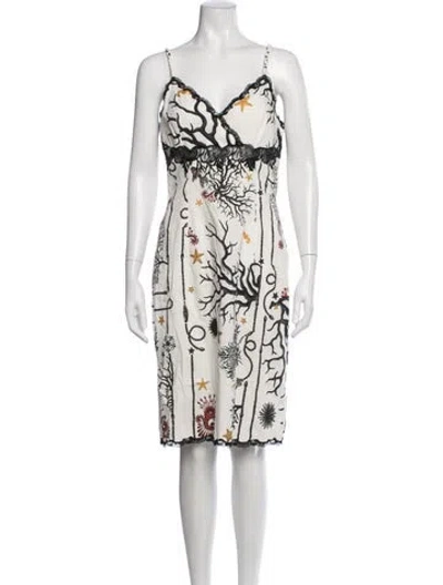 Pre-owned Class Roberto Cavalli Graphic Print Knee-length Dress In Neutrals