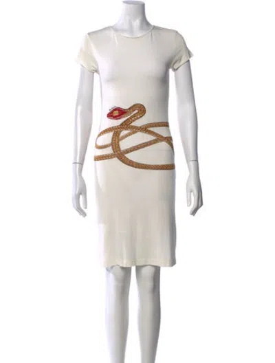 Pre-owned Class Roberto Cavalli Graphic Print Knee-length Dress In White