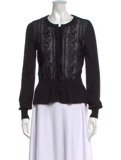 Pre-owned Class Roberto Cavalli Lace Pattern Crew Neck Sweater In Black