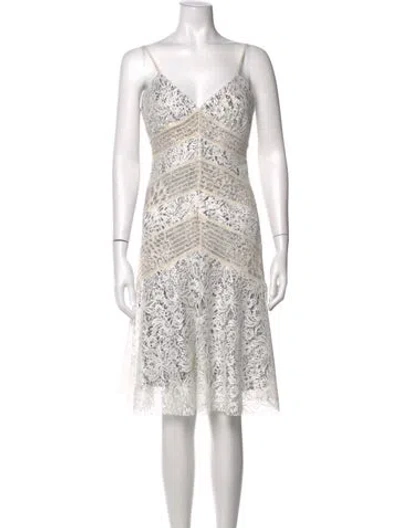 Pre-owned Class Roberto Cavalli Lace Pattern Knee-length Dress In White