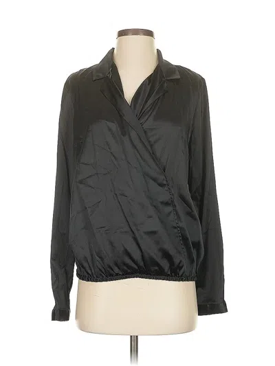 Pre-owned Class Roberto Cavalli Long Sleeve Silk Top Black Cowl Neck Tops